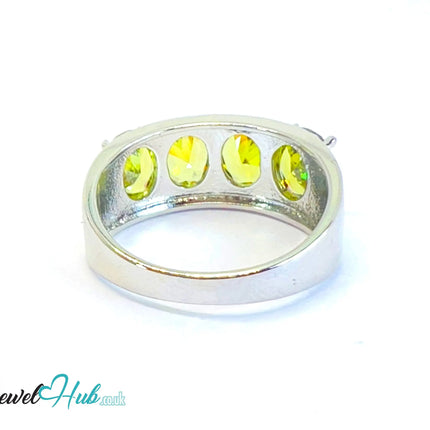 🔱 Verdant Crown Ring – White K Copper · UK U · US 10.5 · Four Green Gemstones CT