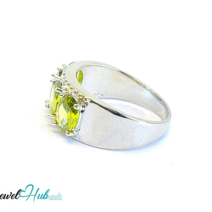🔱 Verdant Crown Ring – White K Copper · UK U · US 10.5 · Four Green Gemstones CT