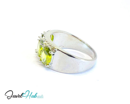 🔱 Verdant Crown Ring – White K Copper · UK U · US 10.5 · Four Green Gemstones CT