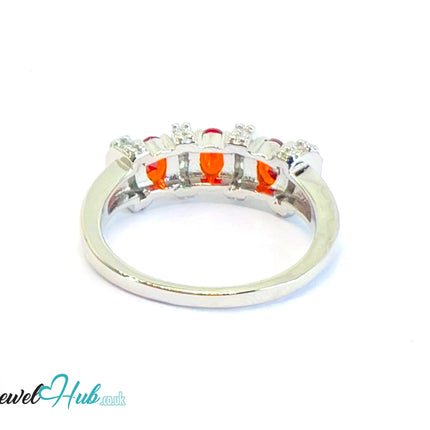 🔱 Crown Bloom Ring – Ruby Edition · White K Copper · UK U · US 10.5 · Triple Ruby Cluster · CZ Halo CT