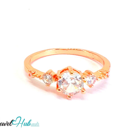 🔱 Rose Arc Ring – Rose Gold-Plated Copper · UK U · US 10.5 · CZ Gradient Cluster CT