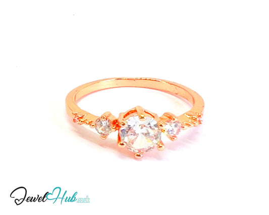🔱 Rose Arc Ring – Rose Gold-Plated Copper · UK U · US 10.5 · CZ Gradient Cluster CT