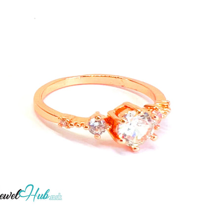 🔱 Rose Arc Ring – Rose Gold-Plated Copper · UK U · US 10.5 · CZ Gradient Cluster CT