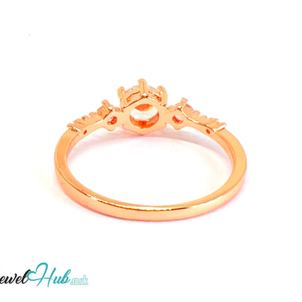 🔱 Rose Arc Ring – Rose Gold-Plated Copper · UK U · US 10.5 · CZ Gradient Cluster CT