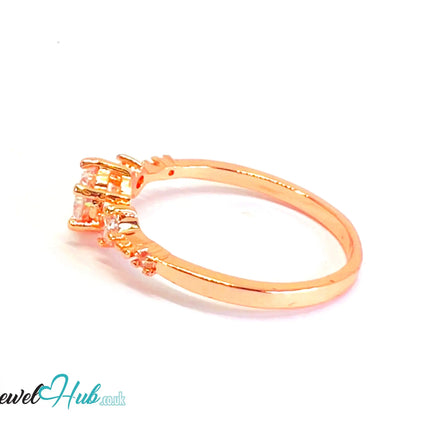 🔱 Rose Arc Ring – Rose Gold-Plated Copper · UK U · US 10.5 · CZ Gradient Cluster CT