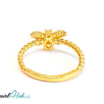 🔱 Honeylight Bee Ring – Gold-Plated Copper · UK S · US 9.5 · Light Orange Gem · CZ Wings CT