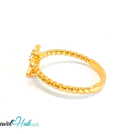 🔱 Honeylight Bee Ring – Gold-Plated Copper · UK S · US 9.5 · Light Orange Gem · CZ Wings CT