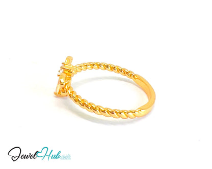 🔱 Honeylight Bee Ring – Gold-Plated Copper · UK S · US 9.5 · Light Orange Gem · CZ Wings CT
