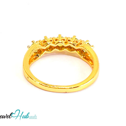 🔱 Verdant Five Ring – Gold-Plated Copper · UK U · US 10.5 · Green Gem Cluster CT