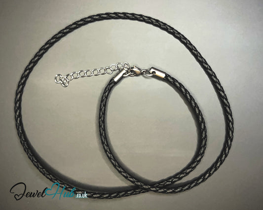 🖤 ShadowThread Luxe – Noir Faux Braided Leather Cord Necklace | Sleek & Symbolic Layers
