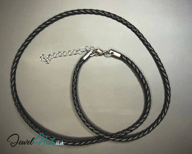 🖤 ShadowThread Luxe – Noir Faux Braided Leather Cord Necklace | Sleek & Symbolic Layers CT