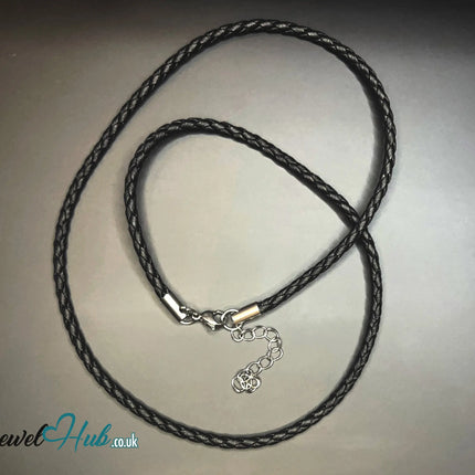 🖤 ShadowThread Luxe – Noir Faux Braided Leather Cord Necklace | Sleek & Symbolic Layers CT