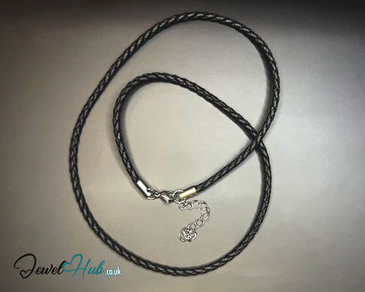 🖤 ShadowThread Luxe – Noir Faux Braided Leather Cord Necklace | Sleek & Symbolic Layers