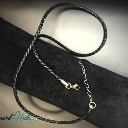 🖤 ShadowThread Luxe – Noir Faux Braided Leather Cord Necklace | Sleek & Symbolic Layers CT