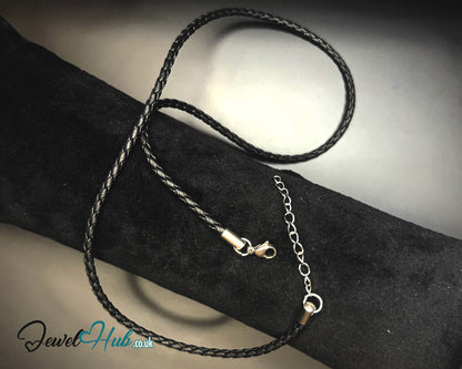 🖤 ShadowThread Luxe – Noir Faux Braided Leather Cord Necklace | Sleek & Symbolic Layers