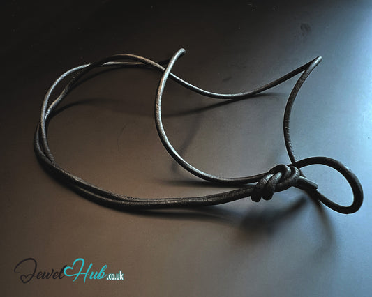 🖤 ShadowThread Longline – Noir Faux Plain Leather Cord Necklace | Minimalist Statement Layer