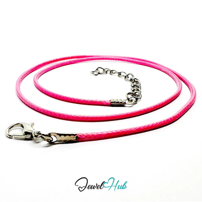 Pink Faux Leather Cord Necklace – 40cm Layering Base (Silver Clasp) CT