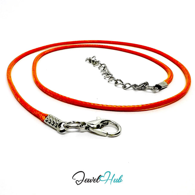 Orange Faux Leather Cord Necklace – 40cm Layering Base (Silver Clasp) CT