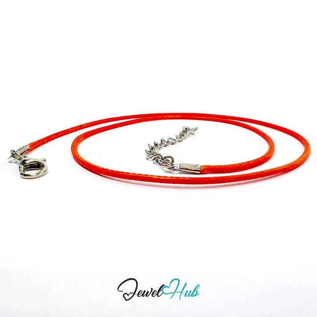 Orange Faux Leather Cord Necklace – 40cm Layering Base (Silver Clasp) CT