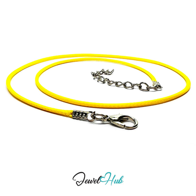 Yellow Faux Leather Cord Necklace – 40cm Layering Base (Silver Clasp) CT