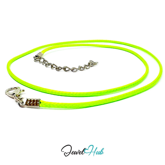 Green Faux Leather Cord Necklace – 40cm Layering Base (Silver Clasp) CT