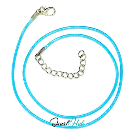 Light Blue Faux Leather Cord Necklace – 40cm Layering Base (Silver Clasp) CT