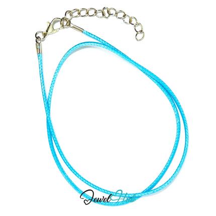 Light Blue Faux Leather Cord Necklace – 40cm Layering Base (Silver Clasp) CT