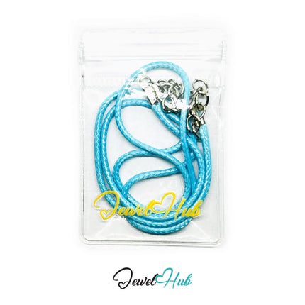 Light Blue Faux Leather Cord Necklace – 40cm Layering Base (Silver Clasp) CT