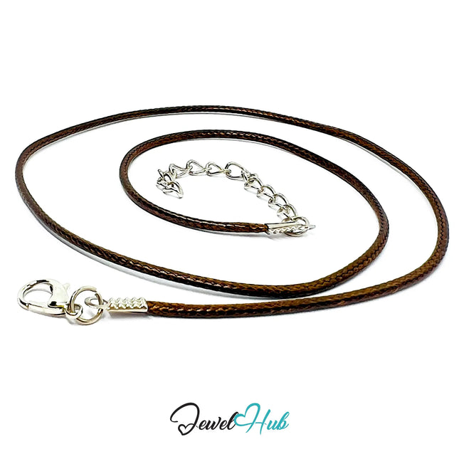Brown Faux Leather Cord Necklace – 40cm Layering Base (Silver Clasp) CT