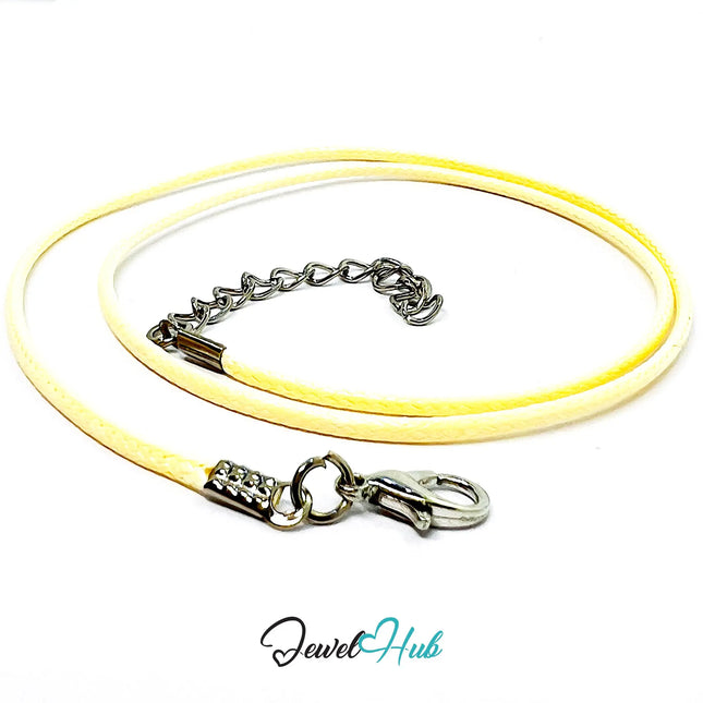 White Faux Leather Cord Necklace – 40cm Layering Base (Silver Clasp) CT