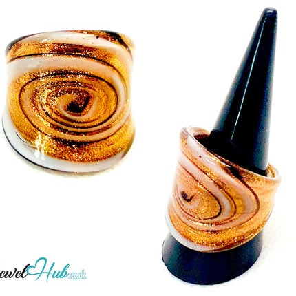 GoldSwirl ✨ Glass Ring – UK R · US 9 · Giant Series · Handcrafted Glass CT
