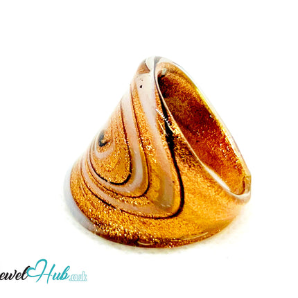 GoldSwirl ✨ Glass Ring – UK R · US 9 · Giant Series · Handcrafted Glass CT