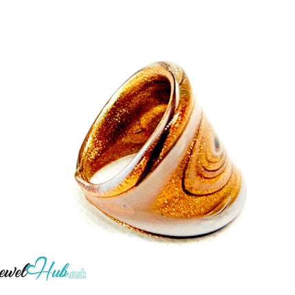 GoldSwirl ✨ Glass Ring – UK R · US 9 · Giant Series · Handcrafted Glass CT