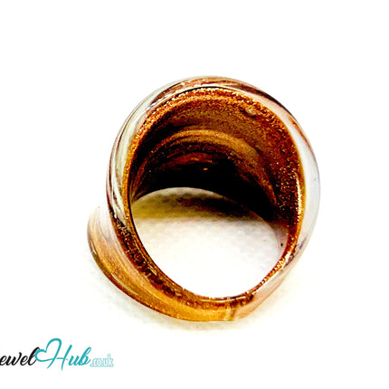 GoldSwirl ✨ Glass Ring – UK R · US 9 · Giant Series · Handcrafted Glass CT