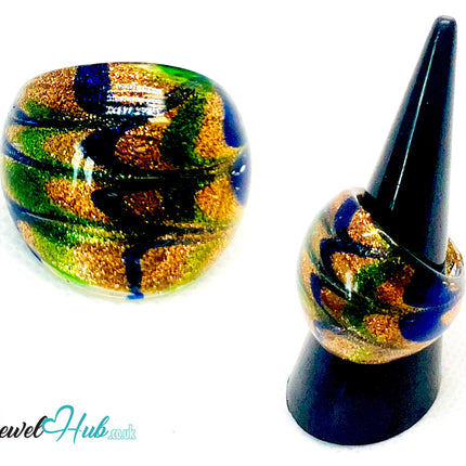 OceanSpiral 🌊 Glass Ring – UK O · US 7.5 · Giant Series · Handcrafted Glass CT