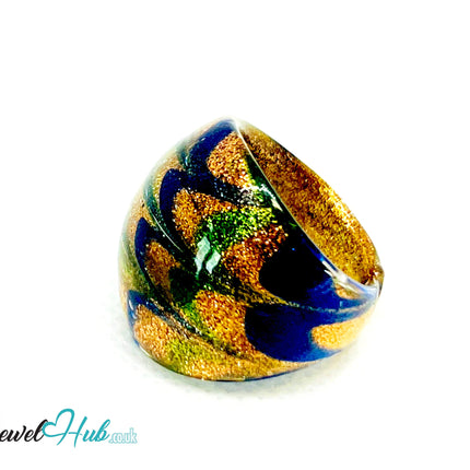 OceanSpiral 🌊 Glass Ring – UK O · US 7.5 · Giant Series · Handcrafted Glass CT