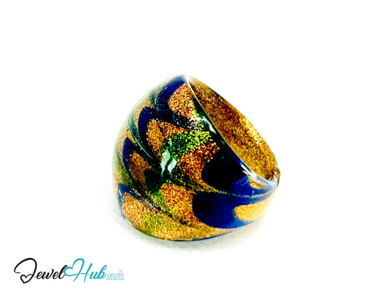 🌊 OceanSpiral Glass Ring – UK O · US 7.5 · Giant Series · Handcrafted Glass CT