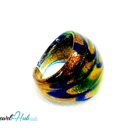 OceanSpiral 🌊 Glass Ring – UK O · US 7.5 · Giant Series · Handcrafted Glass CT