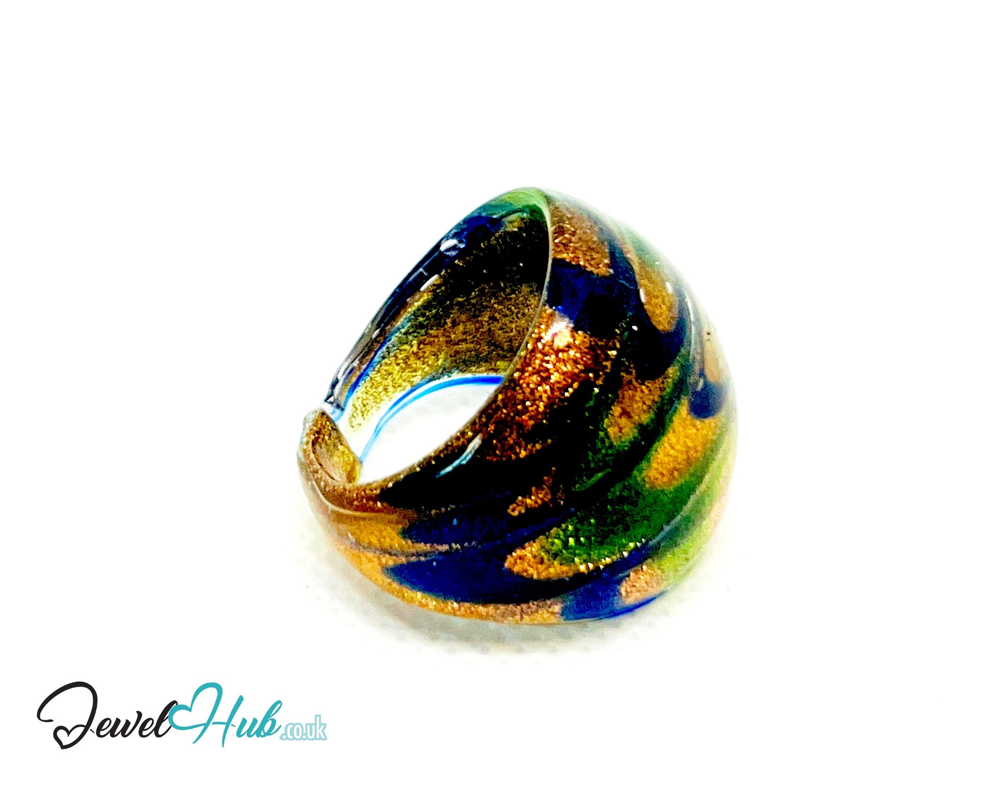 🌊 OceanSpiral Glass Ring – UK O · US 7.5 · Giant Series · Handcrafted Glass CT