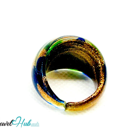 OceanSpiral 🌊 Glass Ring – UK O · US 7.5 · Giant Series · Handcrafted Glass CT