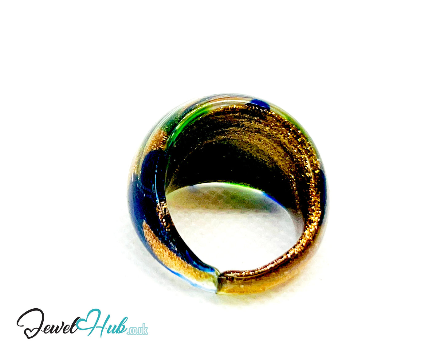 🌊 OceanSpiral Glass Ring – UK O · US 7.5 · Giant Series · Handcrafted Glass CT