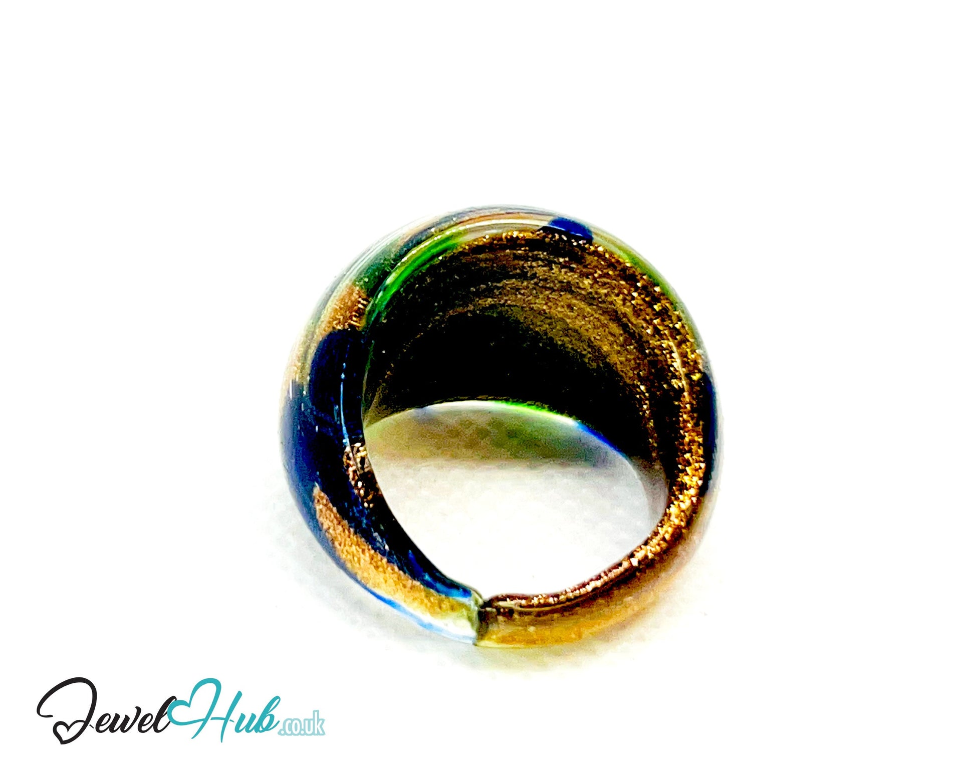 🌊 OceanSpiral Glass Ring – UK O · US 7.5 · Giant Series · Handcrafted Glass CT