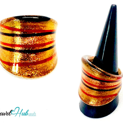 EmberStripe 🔥 Glass Ring – UK R · US 9 · Giant Series · Handcrafted Glass CT