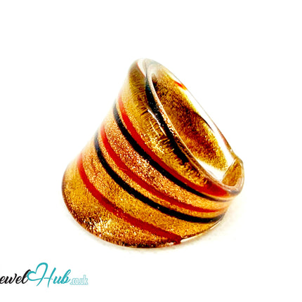 EmberStripe 🔥 Glass Ring – UK R · US 9 · Giant Series · Handcrafted Glass CT