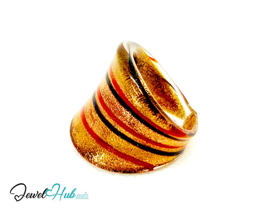 🔥 EmberStripe Glass Ring – UK R · US 9 · Giant Series · Handcrafted Glass CT