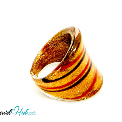 EmberStripe 🔥 Glass Ring – UK R · US 9 · Giant Series · Handcrafted Glass CT