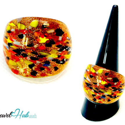 MosaicFlare 🌈 Glass Ring – UK Q · US 8.5 · Giant Series · Handcrafted Glass CT
