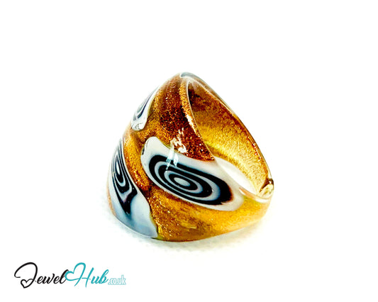 🌀 OrbitGlow Glass Ring – UK P · US 8 · Giant Series · Handcrafted Glass CT