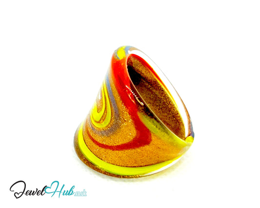 🌀 SpiraGlow Glass Ring – UK R · US 8.5 · Giant Series · Handcrafted Glass CT