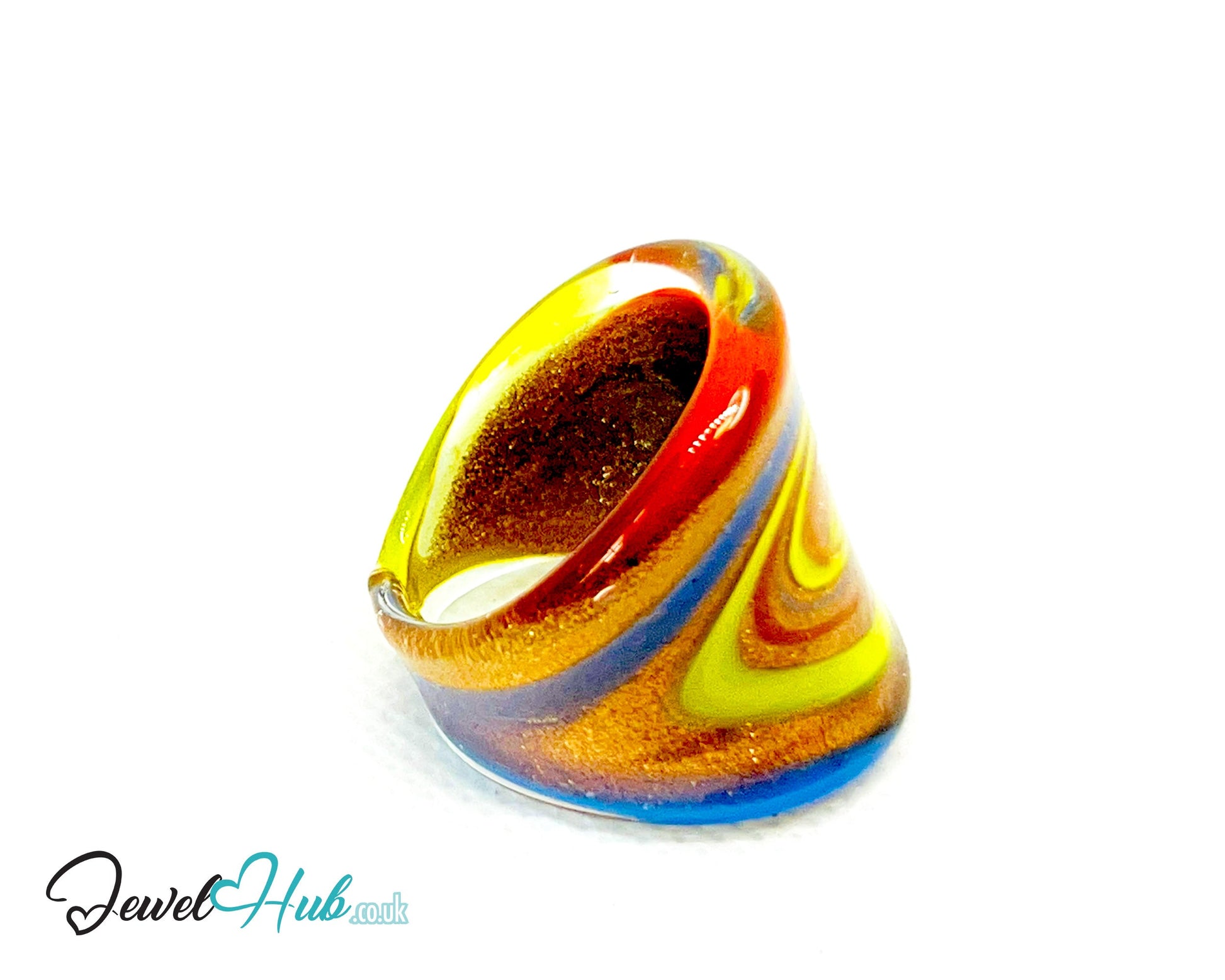 🌀 SpiraGlow Glass Ring – UK R · US 8.5 · Giant Series · Handcrafted Glass CT